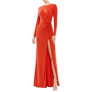 NWT Ienna for Mac Duggal 55708 Long Sleeve Keyhole Draped Red Gown 10